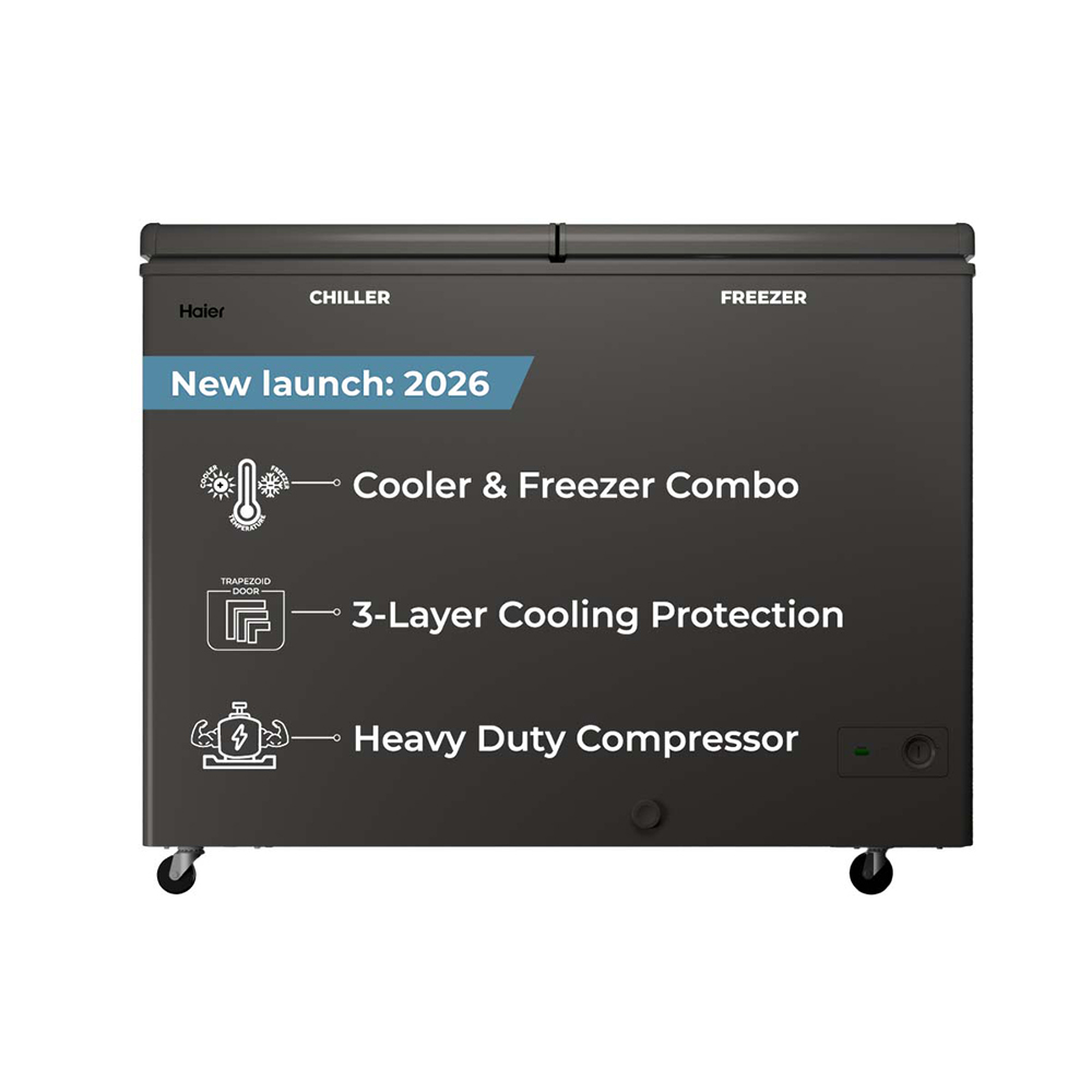 Haier Deep Freezer 350L Combo Chest Dual Compartment (Titanium)
